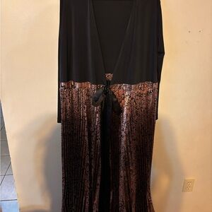 LuLaRoe Black and Rose Gold Maxi Dress